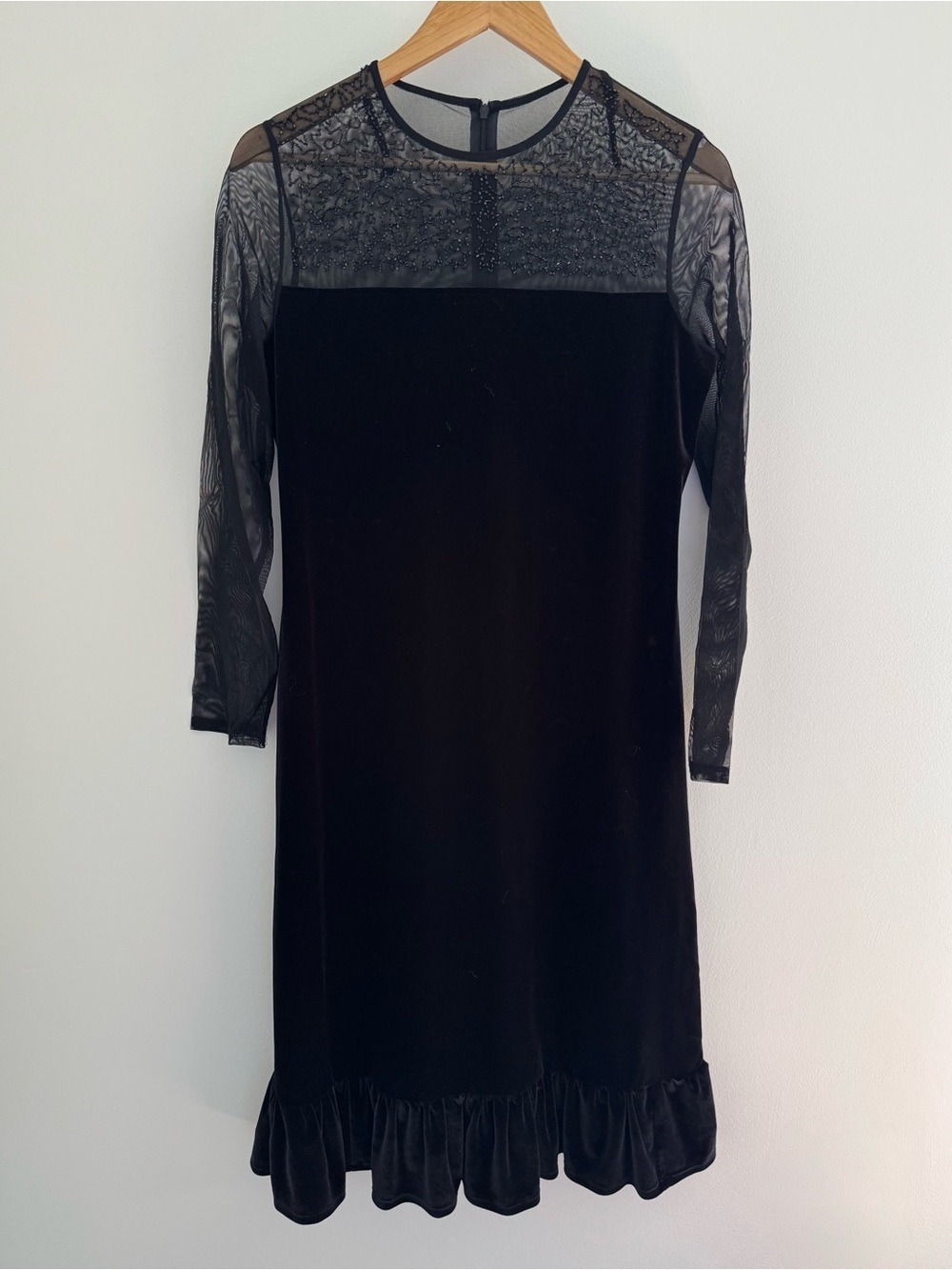 90s gothic velvet mesh beaded mini dress